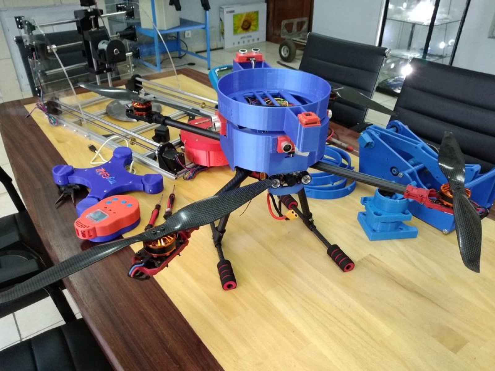 Tagus drone frame prototype on the workbench