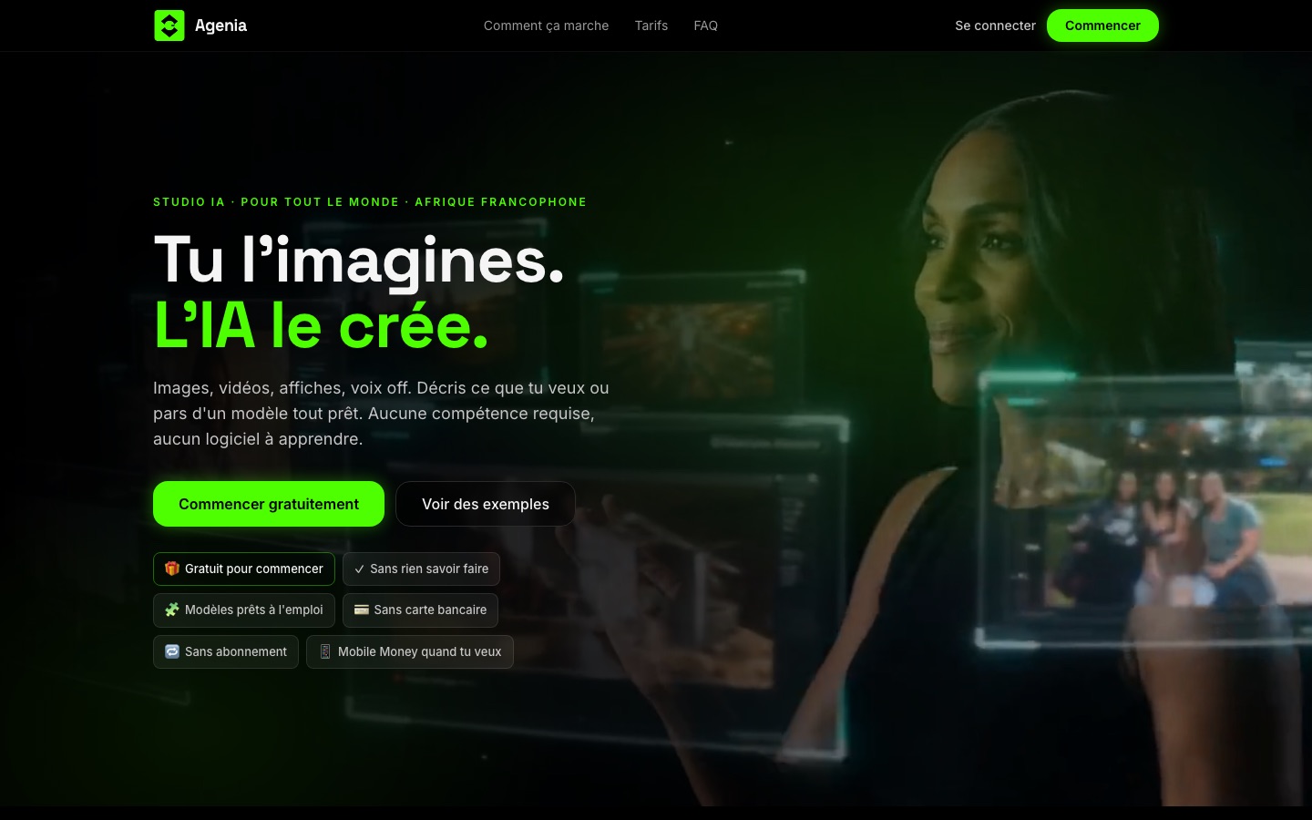 Agenia AI Studio landing page