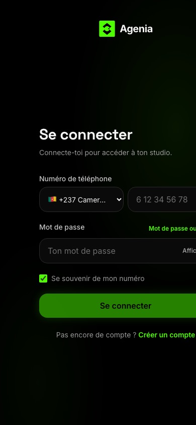 Studio sign-in on mobile