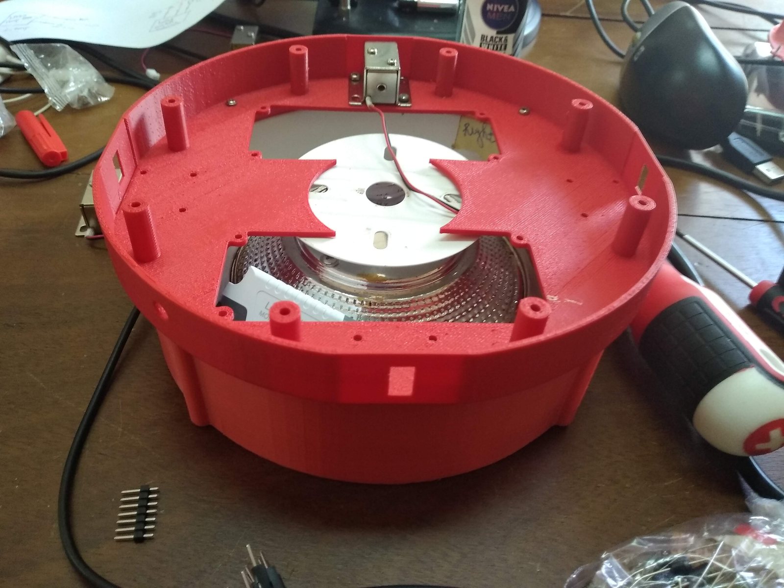 SkyBulb housing opened showing the cam docking mechanism